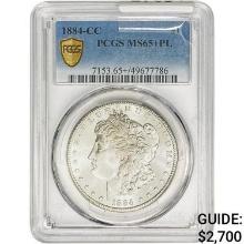 1884-CC Morgan Silver Dollar PCGS MS65+ PL