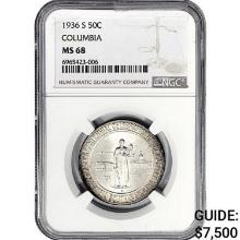 1936-S Columbia Half Dollar NGC MS68