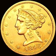 1846-O $5 Gold Half Eagle