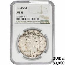 1934-S Silver Peace Dollar NGC AU58