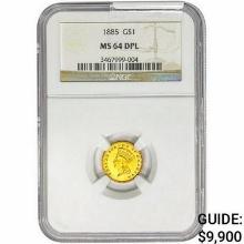 1885 Rare Gold Dollar NGC MS64 DPL