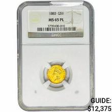 1880 Rare Gold Dollar NGC MS65 PL