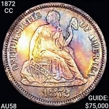 1872-CC Seated Liberty Dime CHOICE AU