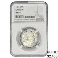 1936 Arkansas Half Dollar NGC MS67 Robinson