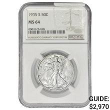 1935-S Walking Liberty Half Dollar NGC MS64