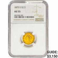 1875-S $2.50 Gold Quarter Eagle NGC AU55