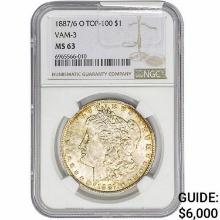 1887/6 O Morgan Silver Dollar NGC MS63 VAM-3