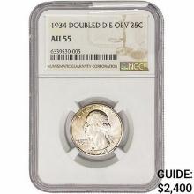 1934 Washington Silver Quarter NGC AU55 DDO