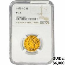 1879-CC $5 Gold Half Eagle NGC VG8