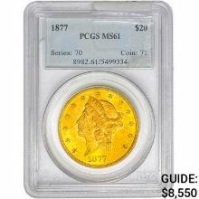 1877 $20 Gold Double Eagle PCGS MS61