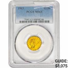 1913 $2.50 Gold Quarter Eagle PCGS MS63