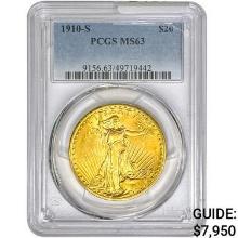 1910-S $20 Gold Double Eagle PCGS MS63