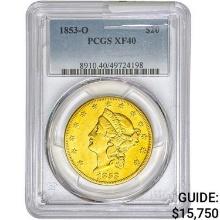 1853-O $20 Gold Double Eagle PCGS XF40