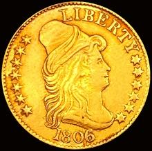 1806 Round 6 7x6 Stars $5 Gold Half Eagle