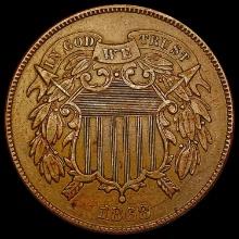 1868 Two Cent Piece CHOICE AU