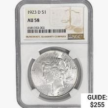 1923-D Silver Peace Dollar NGC AU58