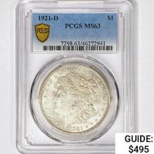 1921-D Morgan Silver Dollar PCGS MS63