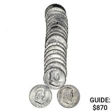 1963-D Gem BU Roll of Franklin Half Dollars [20 Coins]