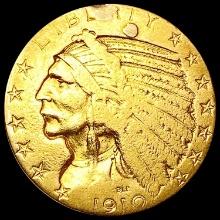 1910 $5 Gold Half Eagle LIGHTLY CIRCULATED