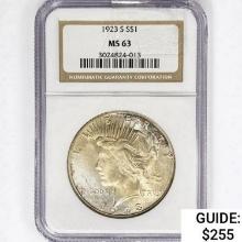 1923-S Silver Peace Dollar NGC MS63