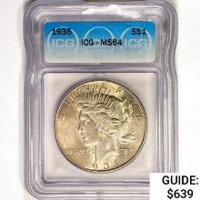 1935 Silver Peace Dollar ICG MS64