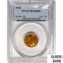 1918 Wheat Cent PCGS MS64 RD