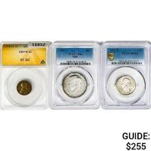 1924-1966 [3] 1 1C, 1 25C, 1 50C ANACS/PCGS