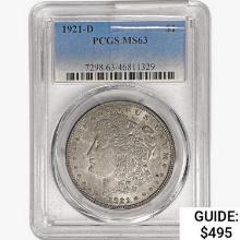 1921-D Morgan Silver Dollar PCGS MS63