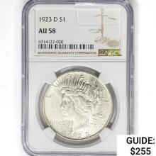 1923-D Silver Peace Dollar NGC AU58