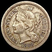 1888 Nickel Three Cent NEARLY UNCIRCULATED