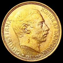 1913 Denmark 10 Kroner Gold .1296oz AGW UNCIRCULATED