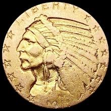 1911 $5 Gold Half Eagle LIGHTLY CIRCULATED