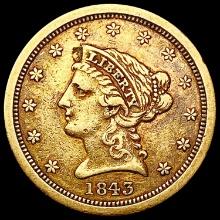 1843-O Sm Date $2.50 Gold Quarter Eagle NEARLY UNCIRCULATED