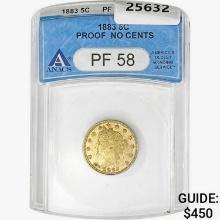 1883 Liberty Victory Nickel ANACS PF58 No Cents