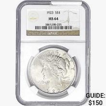 1923 Silver Peace Dollar NGC MS64