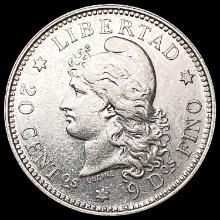 1882 Argentina Silver 20 Cent NEARLY UNCIRCULATED