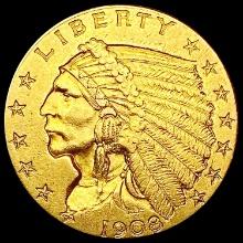 1908 $2.50 Gold Quarter Eagle CLOSELY UNCIRCULATED