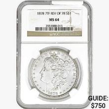 1878 REV78 Morgan Silver Dollar NGC MS64