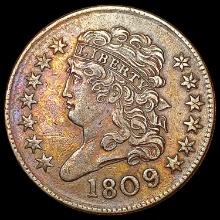 1809 Over Inverted 9 Classic Head Half Cent CLOSELY UNCIRCULATED