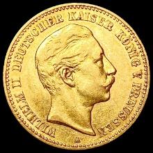 1910 German Prussia 10 Mark Gold .1152oz AGW CHOICE AU