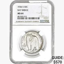 1936-S Bay Bridge Half Dollar NGC MS64