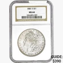 1881-S Morgan Silver Dollar NGC MS64