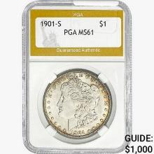 1901-S Morgan Silver Dollar PGA MS61