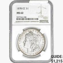 1878-CC Morgan Silver Dollar NGC MS62