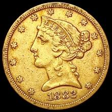 1882 $5 Gold Half Eagle NEARLY UNCIRCULATED