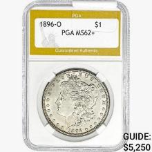 1896-O Morgan Silver Dollar PGA MS62+