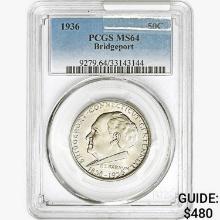 1936 Bridgeport Half Dollar PCGS MS64