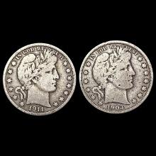 [2] 1903-O&1911-S Barber Half Dollar LIGHTLY CIRCULATED