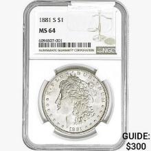 1881-S Morgan Silver Dollar NGC MS64