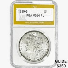 1880-S Morgan Silver Dollar PGA MS64 PL